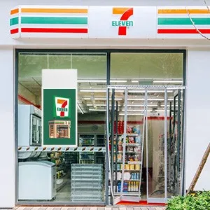 Ultra-thin digital signage hung at the entrance of 7-11 Ultra-thin digital signage hung at the entrance of 7-11